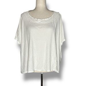 Pink Lily White Boatneck Waffle Knit Oversized Top Size Large